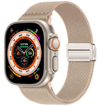 Bracelet de montre en nylon élastique à double boucle magnétique, pour Apple Watch 49mm / 46mm / 45mm / 44mm, pour Apple Watch 42mm / 41mm / 40mm / 38mm