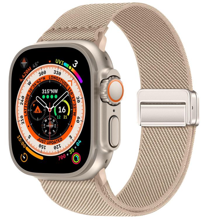 Bracelet de montre en nylon élastique à double boucle magnétique, pour Apple Watch 49mm / 46mm / 45mm / 44mm, pour Apple Watch 42mm / 41mm / 40mm / 38mm