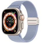 Bracelet de montre en nylon élastique à double boucle magnétique, pour Apple Watch 49mm / 46mm / 45mm / 44mm, pour Apple Watch 42mm / 41mm / 40mm / 38mm