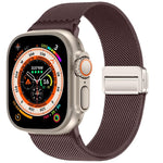 Bracelet de montre en nylon élastique à double boucle magnétique, pour Apple Watch 49mm / 46mm / 45mm / 44mm, pour Apple Watch 42mm / 41mm / 40mm / 38mm