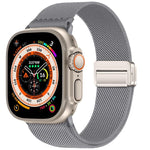 Bracelet de montre en nylon élastique à double boucle magnétique, pour Apple Watch 49mm / 46mm / 45mm / 44mm, pour Apple Watch 42mm / 41mm / 40mm / 38mm