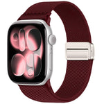 Bracelet de montre en nylon élastique à double boucle magnétique, pour Apple Watch 49mm / 46mm / 45mm / 44mm, pour Apple Watch 42mm / 41mm / 40mm / 38mm
