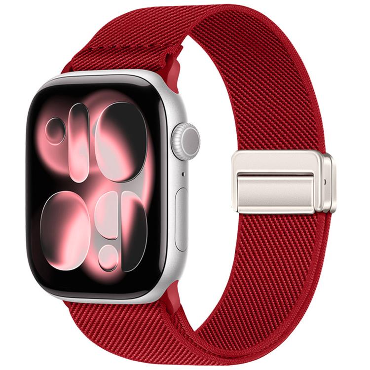 Bracelet de montre en nylon élastique à double boucle magnétique, pour Apple Watch 49mm / 46mm / 45mm / 44mm, pour Apple Watch 42mm / 41mm / 40mm / 38mm