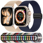 Bracelet de montre en nylon élastique à double boucle magnétique, pour Apple Watch 49mm / 46mm / 45mm / 44mm, pour Apple Watch 42mm / 41mm / 40mm / 38mm