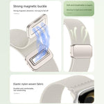 Bracelet de montre en nylon élastique à double boucle magnétique, pour Apple Watch 49mm / 46mm / 45mm / 44mm, pour Apple Watch 42mm / 41mm / 40mm / 38mm