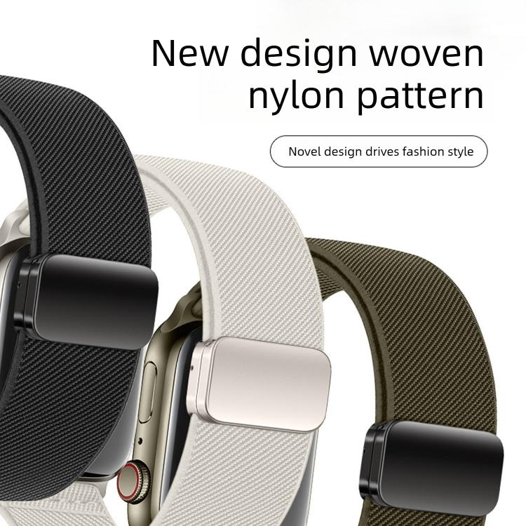 Bracelet de montre en nylon élastique à double boucle magnétique, pour Apple Watch 49mm / 46mm / 45mm / 44mm, pour Apple Watch 42mm / 41mm / 40mm / 38mm