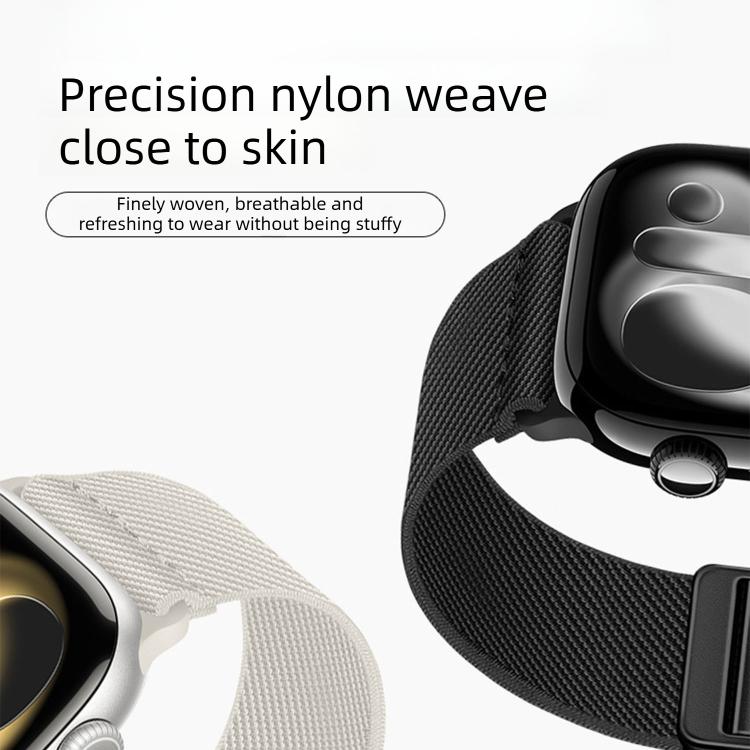Bracelet de montre en nylon élastique à double boucle magnétique, pour Apple Watch 49mm / 46mm / 45mm / 44mm, pour Apple Watch 42mm / 41mm / 40mm / 38mm