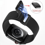 Bracelet de montre en nylon élastique à double boucle magnétique, pour Apple Watch 49mm / 46mm / 45mm / 44mm, pour Apple Watch 42mm / 41mm / 40mm / 38mm