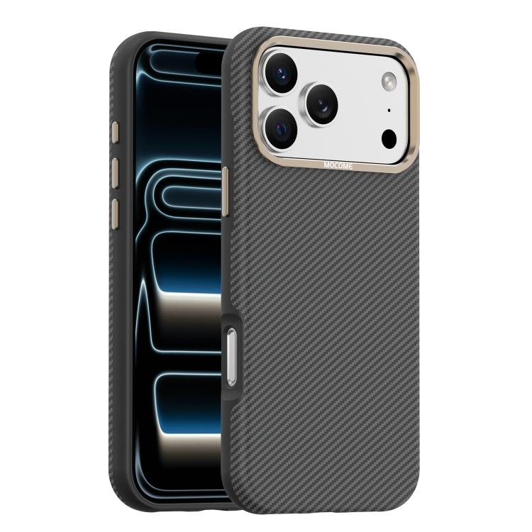 Mocome Coque de téléphone antichoc magnétique texturée en fibre de carbone Kevlar, Pour iPhone 17 Pro Max