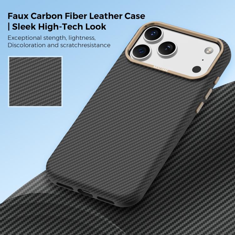 Mocome Coque de téléphone antichoc magnétique texturée en fibre de carbone Kevlar, Pour iPhone 17 Pro Max