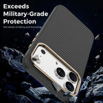 Mocome Coque de téléphone antichoc magnétique texturée en fibre de carbone Kevlar, Pour iPhone 17 Pro Max