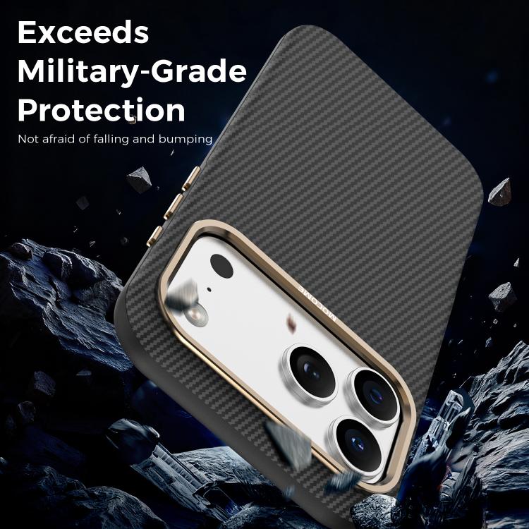Mocome Coque de téléphone antichoc magnétique texturée en fibre de carbone Kevlar, Pour iPhone 17 Pro Max