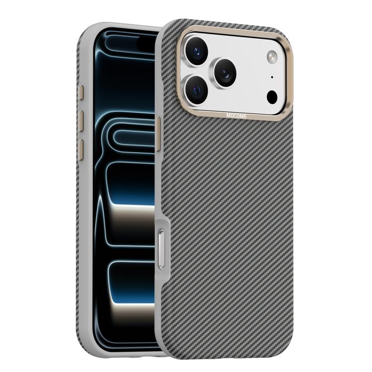 Mocome Coque de téléphone antichoc magnétique texturée en fibre de carbone Kevlar, Pour iPhone 17 Pro Max