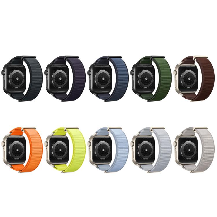 Bracelet de montre en nylon avec embout métallique magnétique à double articulation, pour Apple Watch 49mm / 46mm / 45mm / 44mm, pour Apple Watch 42mm / 41mm / 40mm / 38mm