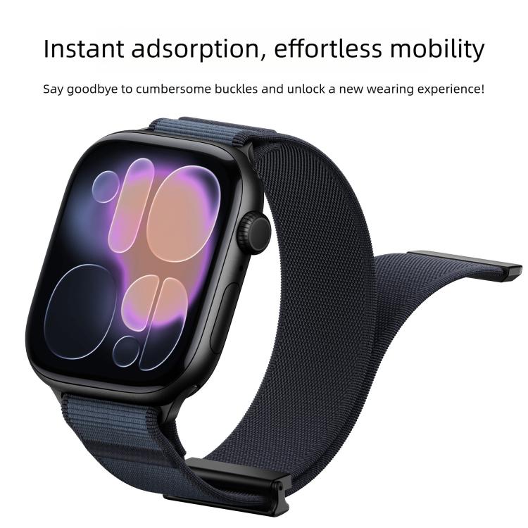 Bracelet de montre en nylon avec embout métallique magnétique à double articulation, pour Apple Watch 49mm / 46mm / 45mm / 44mm, pour Apple Watch 42mm / 41mm / 40mm / 38mm