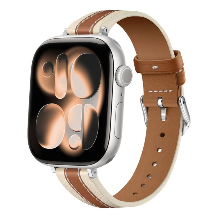 Bracelet de Montre en Cuir Véritable avec Surpiqûres Composites, Pour Apple Watch 46mm / 49mm / 45mm / 44mm, Pour Apple Watch 42mm / 41mm / 40mm / 38mm