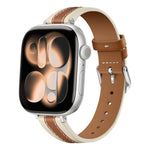 Bracelet de Montre en Cuir Véritable avec Surpiqûres Composites, Pour Apple Watch 46mm / 49mm / 45mm / 44mm, Pour Apple Watch 42mm / 41mm / 40mm / 38mm