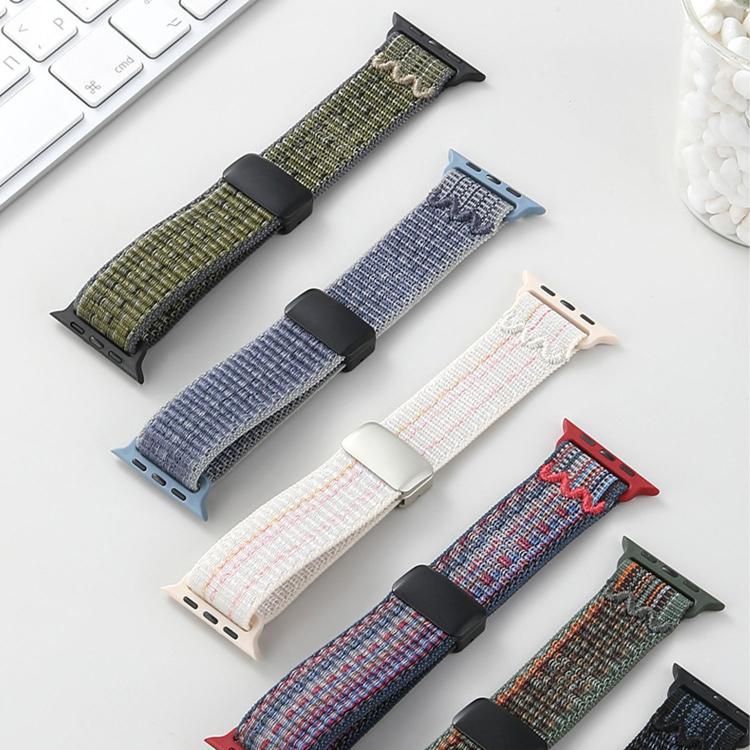Bracelet de montre en nylon avec boucle magnétique, pour Apple Watch 46mm / 49mm / 45mm / 44mm, pour Apple Watch 42mm / 41mm / 40mm / 38mm