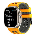 Bracelet de montre en silicone texturé à double trou et deux couleurs, pour Apple Watch 49mm / 46mm / 45mm / 44mm