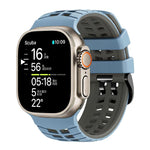 Bracelet de montre en silicone texturé à double trou et deux couleurs, pour Apple Watch 49mm / 46mm / 45mm / 44mm