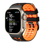 Bracelet de montre en silicone texturé à double trou et deux couleurs, pour Apple Watch 49mm / 46mm / 45mm / 44mm