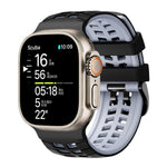 Bracelet de montre en silicone texturé à double trou et deux couleurs, pour Apple Watch 49mm / 46mm / 45mm / 44mm