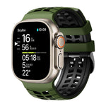 Bracelet de montre en silicone texturé à double trou et deux couleurs, pour Apple Watch 49mm / 46mm / 45mm / 44mm