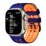 Bracelet de montre en silicone texturé à double trou et deux couleurs, pour Apple Watch 49mm / 46mm / 45mm / 44mm