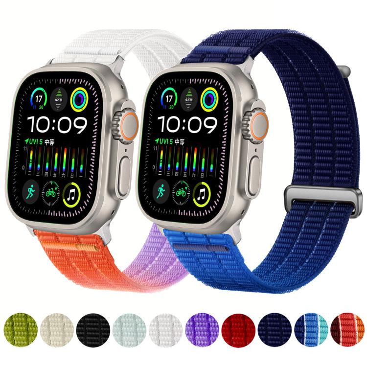Bracelet de montre en nylon respirant Double-Link Cloud-Feel avec tête en métal, pour Apple Watch 46mm / 49mm / 45mm / 44mm, pour Apple Watch 42mm / 41mm / 40mm / 38mm