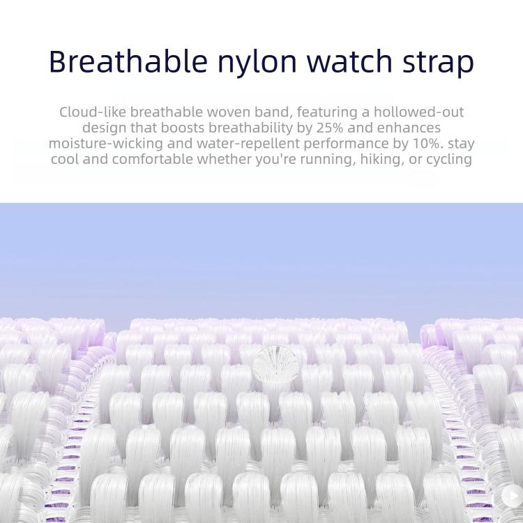 Bracelet de montre en nylon respirant Double-Link Cloud-Feel avec tête en métal, pour Apple Watch 46mm / 49mm / 45mm / 44mm, pour Apple Watch 42mm / 41mm / 40mm / 38mm