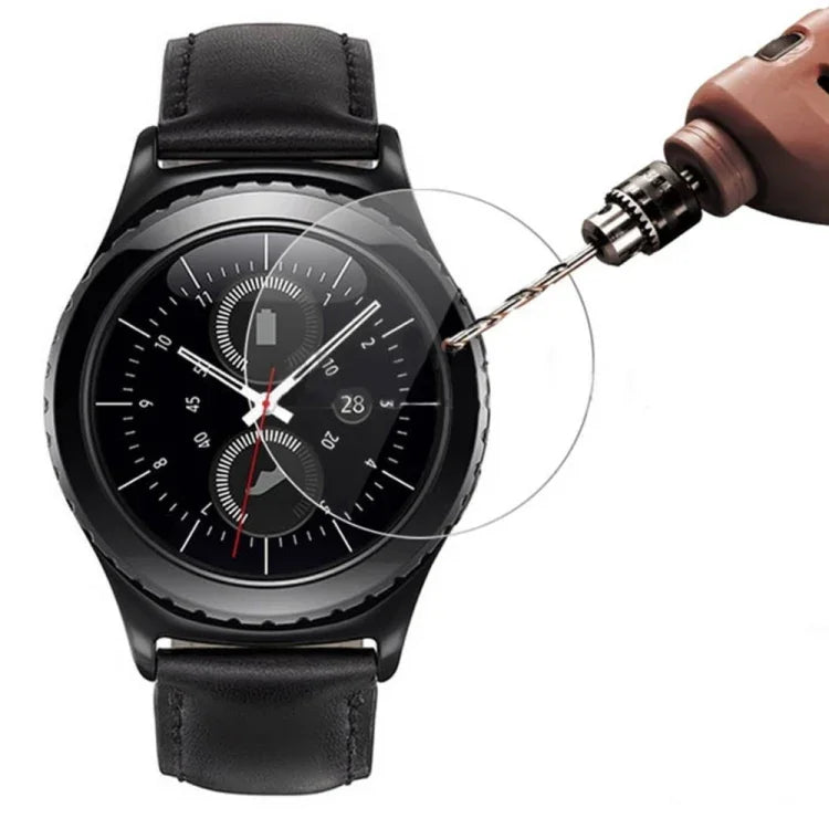 Film de protection en verre trempé 2.5D de 0,26 mm, compatible avec Fitbit Blaze, Fitbit Versa, Galaxy Watch R500, Samsung Gear S2, Samsung Gear S3, Galaxy Watch Active 42 mm, Garmin Edge 1030, Garmin vivoactive 3 et Garmin vivoactive HR…