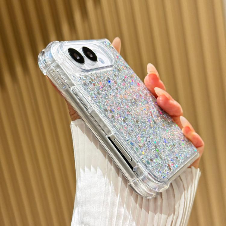 Glitter Sequins Epoxy TPU Phone Case, For iPhone Duo