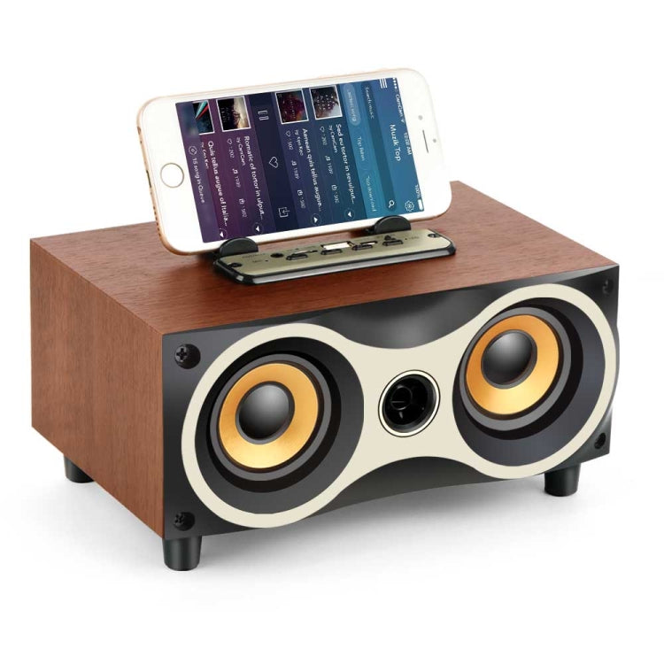 Enceinte sans fil portable en bois avec caisson de basses Stéréo Radio FM Enceintes Bluetooth de bureau, bois marron