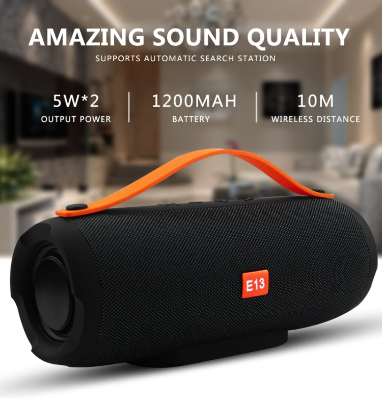E13 Mini Enceinte Portable Sans Fil Bluetooth Stéréo Mains Libres Radio Musique Subwoofer Colonne Haut-parleurs avec TF FM, ROUGE, BLEU, NOIR
