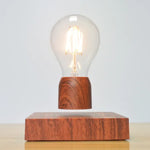 Lampe de décoration d'intérieur LED rétro à ampoule flottante magnétique avec socle couleur bois