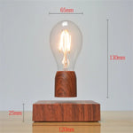 Lampe de décoration d'intérieur LED rétro à ampoule flottante magnétique avec socle couleur bois