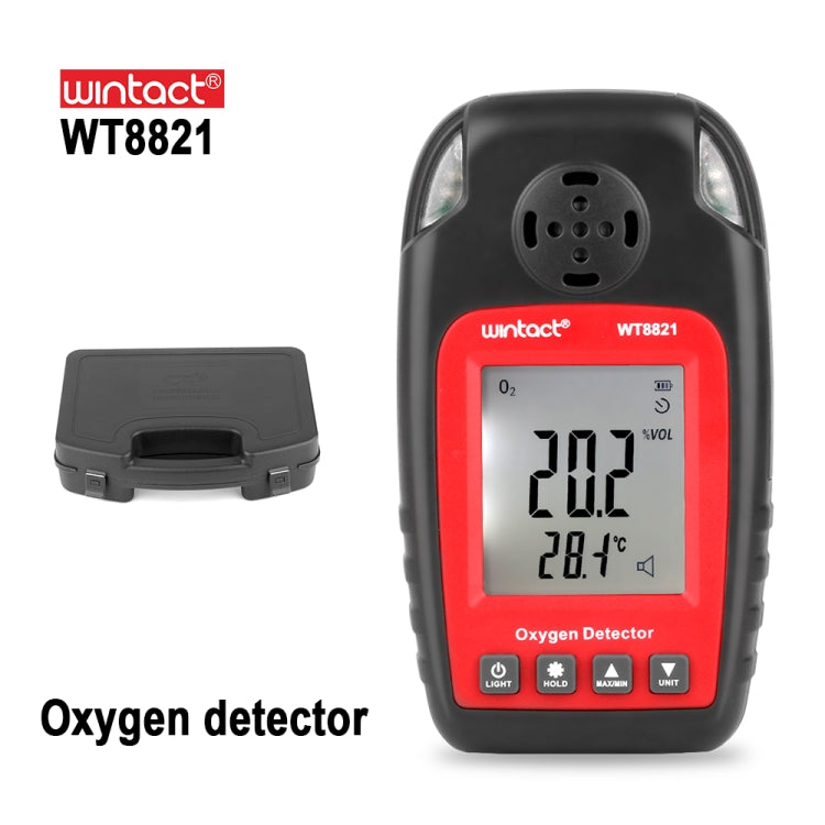 Détecteur d'oxygène WINTACT WT8821 Capteur de gaz oxygène indépendant Alerte de mise en marche Détecteur d'alarme de poison haute sensibilité, WT8821