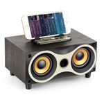 Enceinte sans fil portable en bois X6 avec caisson de basses Stéréo Bluetooth Radio FM de bureau, bois noir