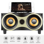 Enceinte sans fil portable en bois X6 avec caisson de basses Stéréo Bluetooth Radio FM de bureau, bois noir