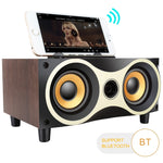 Enceinte sans fil portable en bois X6 avec caisson de basses Stéréo Bluetooth Radio FM de bureau, bois noir