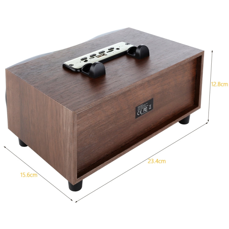 Enceinte sans fil portable en bois X6 avec caisson de basses Stéréo Bluetooth Radio FM de bureau, bois noir