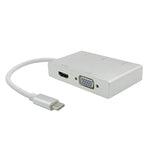 Adaptateur hub USB C vers HDMI VGA USB 5 en 1 convertisseur USB 3.1 pour ordinateur portable MacBook, ChromeBook Pixel, Huawei MateBook, HDMI+VGA+3xUSB3.0 vers Type-C