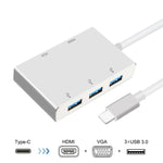 Adaptateur hub USB C vers HDMI VGA USB 5 en 1 convertisseur USB 3.1 pour ordinateur portable MacBook, ChromeBook Pixel, Huawei MateBook, HDMI+VGA+3xUSB3.0 vers Type-C