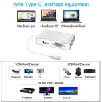 Adaptateur hub USB C vers HDMI VGA USB 5 en 1 convertisseur USB 3.1 pour ordinateur portable MacBook, ChromeBook Pixel, Huawei MateBook, HDMI+VGA+3xUSB3.0 vers Type-C