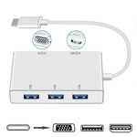 Adaptateur hub USB C vers HDMI VGA USB 5 en 1 convertisseur USB 3.1 pour ordinateur portable MacBook, ChromeBook Pixel, Huawei MateBook, HDMI+VGA+3xUSB3.0 vers Type-C