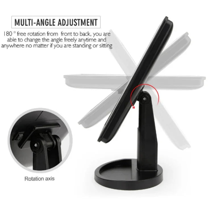 Miroir portable avec capteur tactile LED et lampe de bureau avec lumière d'appoint