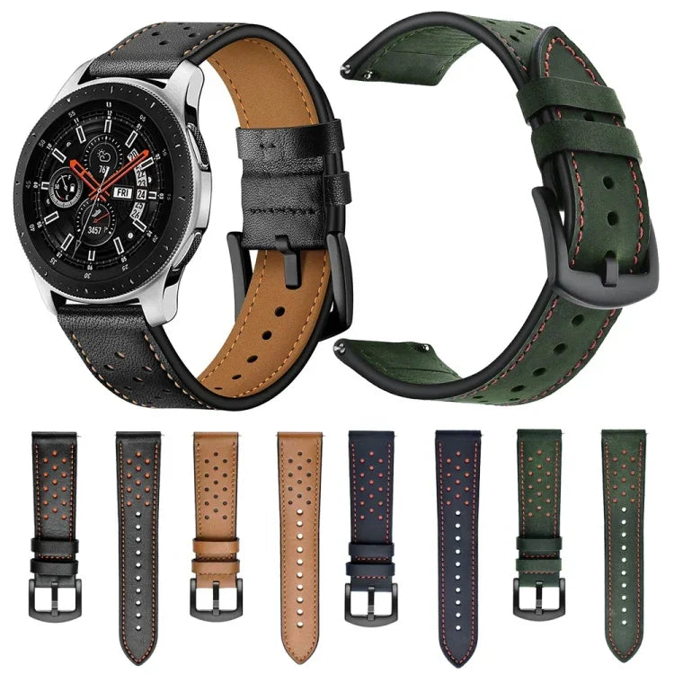 Bracelet sport en cuir à œillets pour Samsung Galaxy Watch Active 22 mm