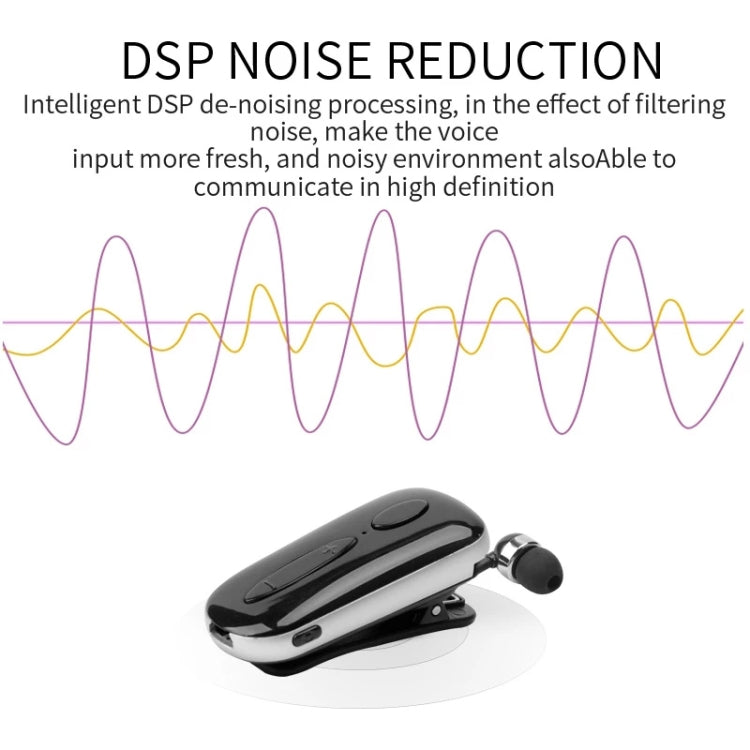 Écouteurs Bluetooth stéréo sans fil K36, avec rappel d'appel vibrant et clip, pour conducteur
