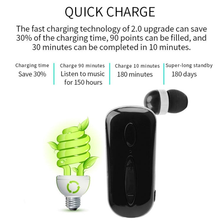 Écouteurs Bluetooth stéréo sans fil K36, avec rappel d'appel vibrant et clip, pour conducteur