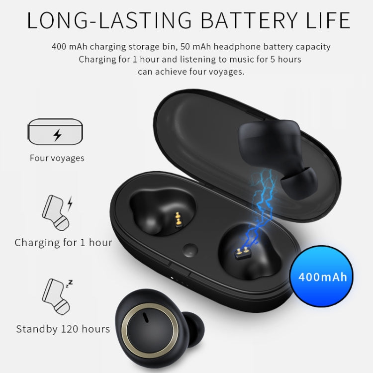Écouteurs TWS-A1 Bluetooth 5.0 sans fil, mini invisibles, pour le sport, la course et la musique, avec boîtier de charge et micro